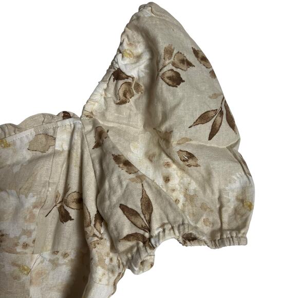 House of Harlow 1960 Samina Cream Floral Print Short Sleeve Crop Top Size 10 - Picture 3 of 8